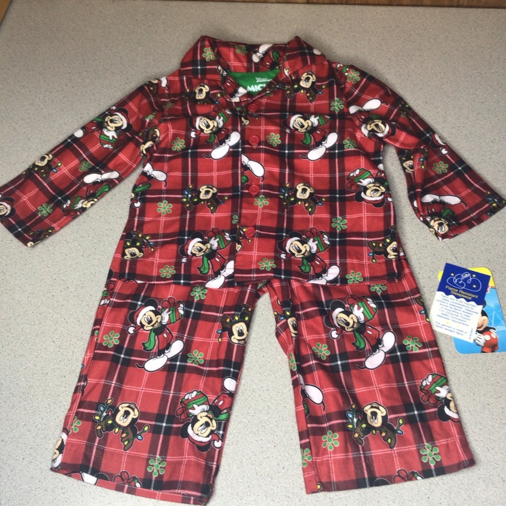 Mickey Mouse Christmas flame resistant size 18mo.